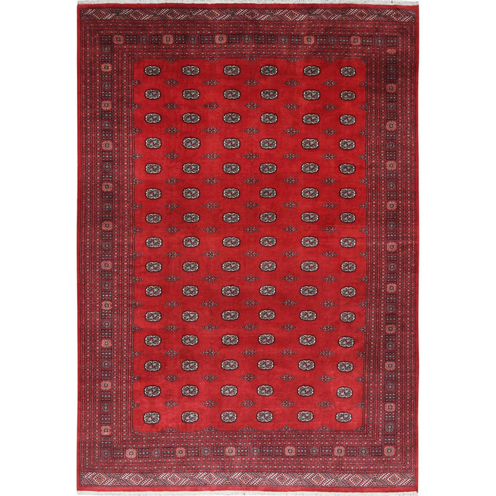 Rich Red Princess Bokara Extra Soft Wool Hand Knotted Oriental Rug 10'1"x14'7"