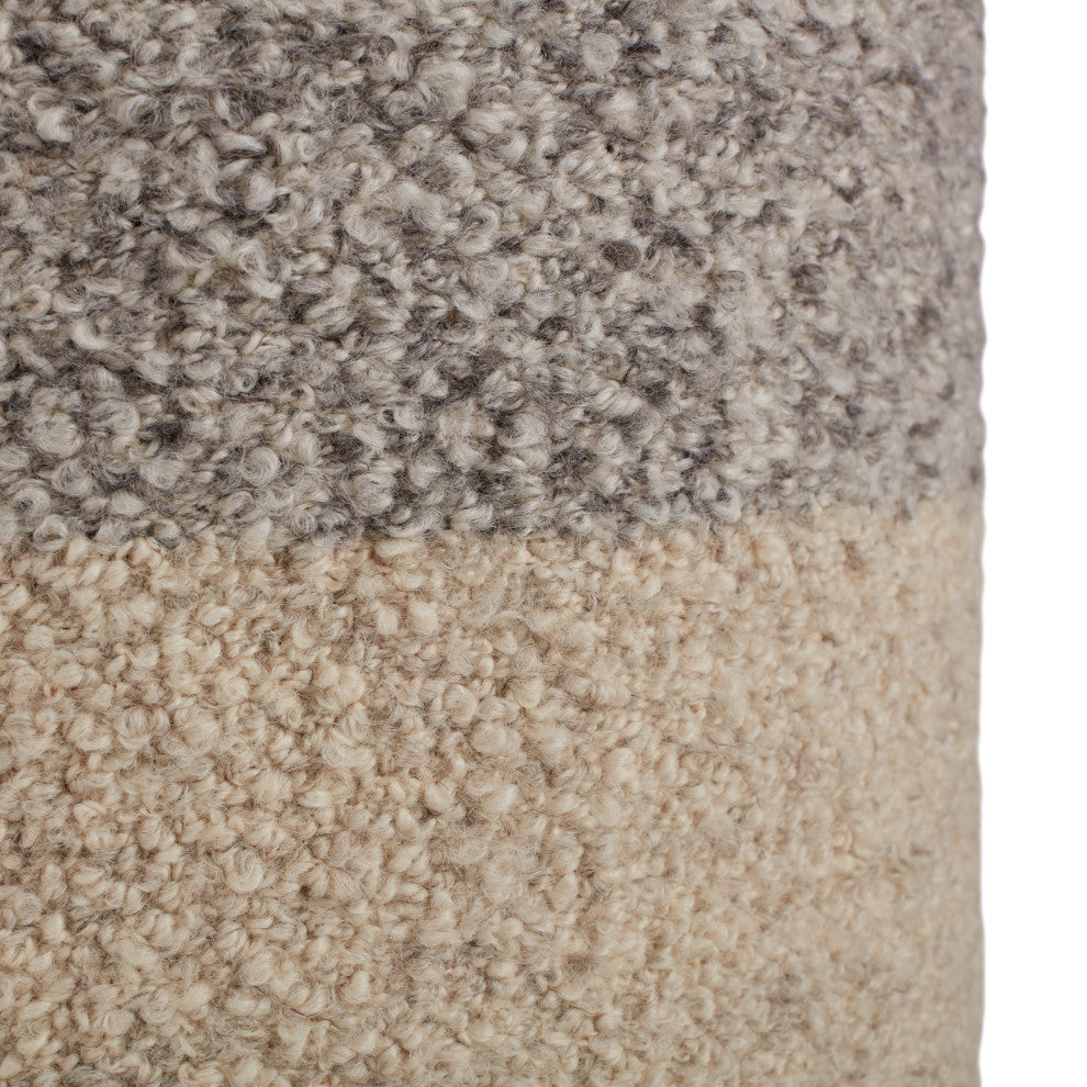 Micco Ombre Cylinder Pouf, Light Gray/Cream