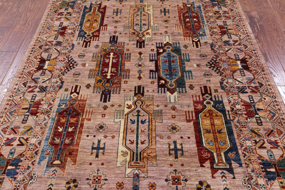 5' 8" X 8' 4" Handmade Tribal Fine Serapi Wool Rug - Q12223