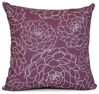 26x26", Olena, Floral Print Pillow, Purple