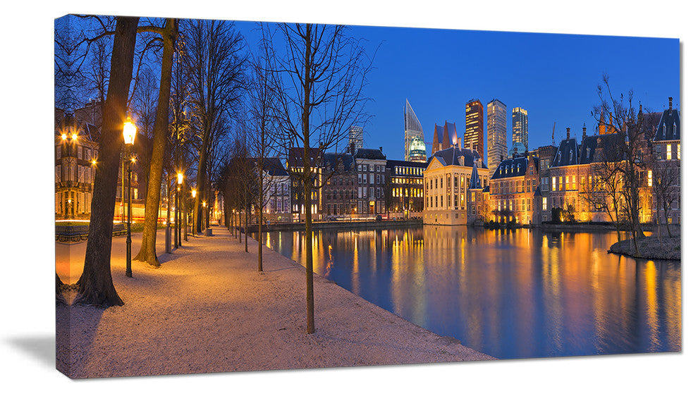 Binnenhof in the Hague Panorama, Modern Seashore Canvas Wall Art, 40x20