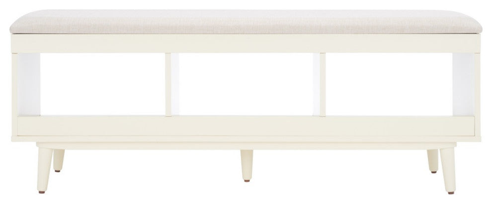 Safavieh Cricket Open Shelf Bench, Creme/Creme