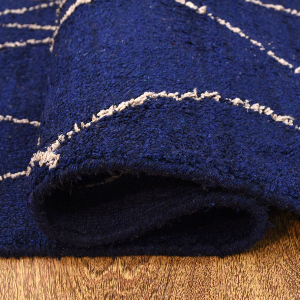 HAND KNOTTED LOOM SILK ECO-FRIENDLY AREA RUG-9'x12',Rectangle,Blue,Geometric