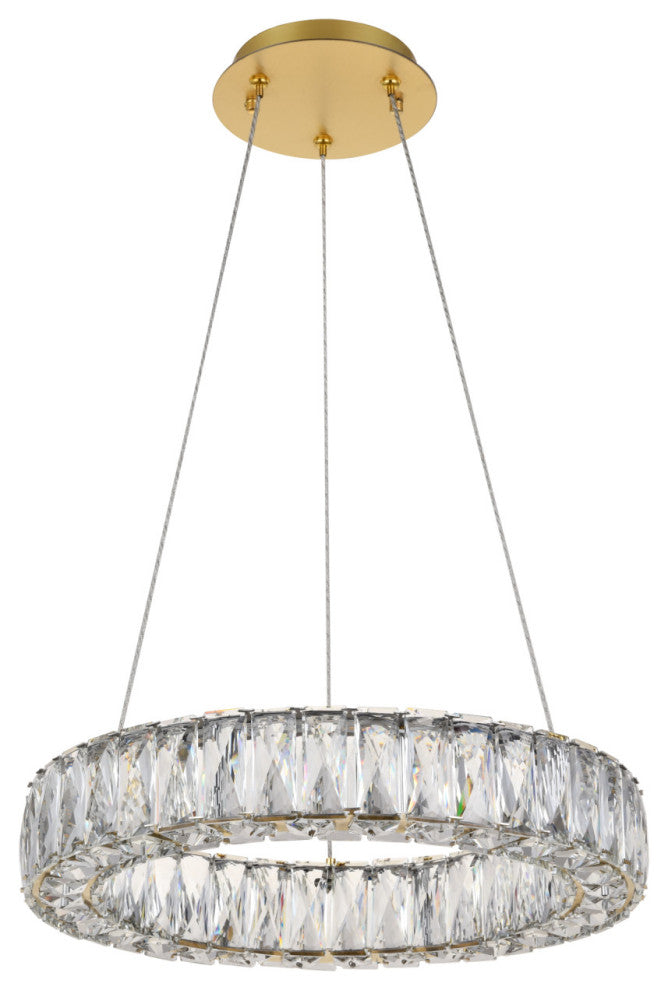 Elegant Lighting 3503D17 Monroe 18"W LED Crystal Ring Chandelier - Gold