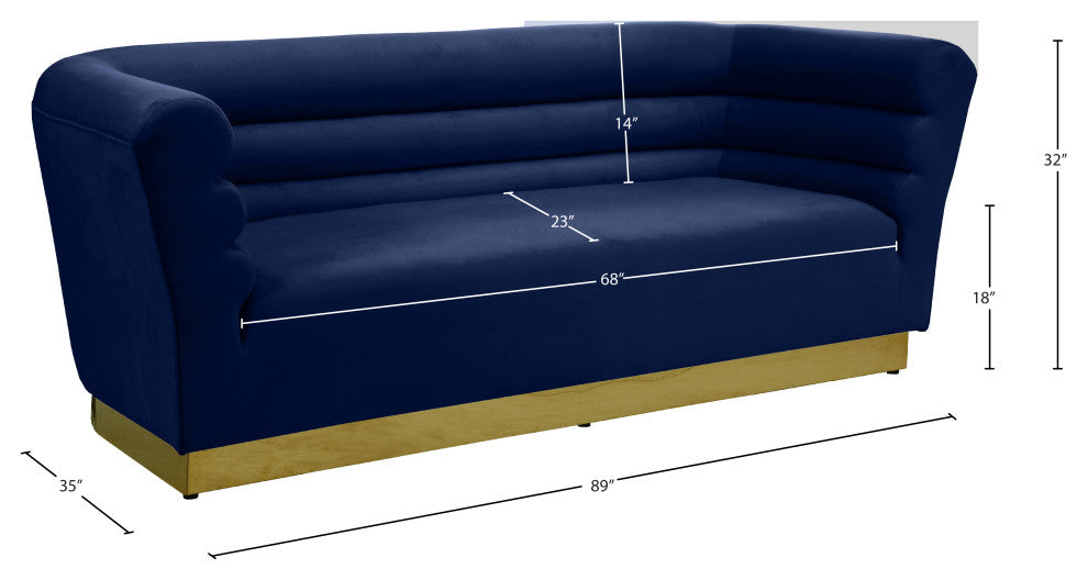 Bellini Velvet Upholstered Sofa, Navy