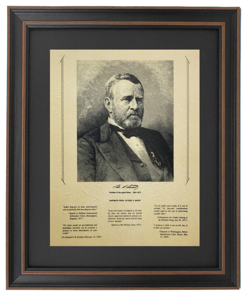 Framed Ulysses S. Grant Portrait & Quotes