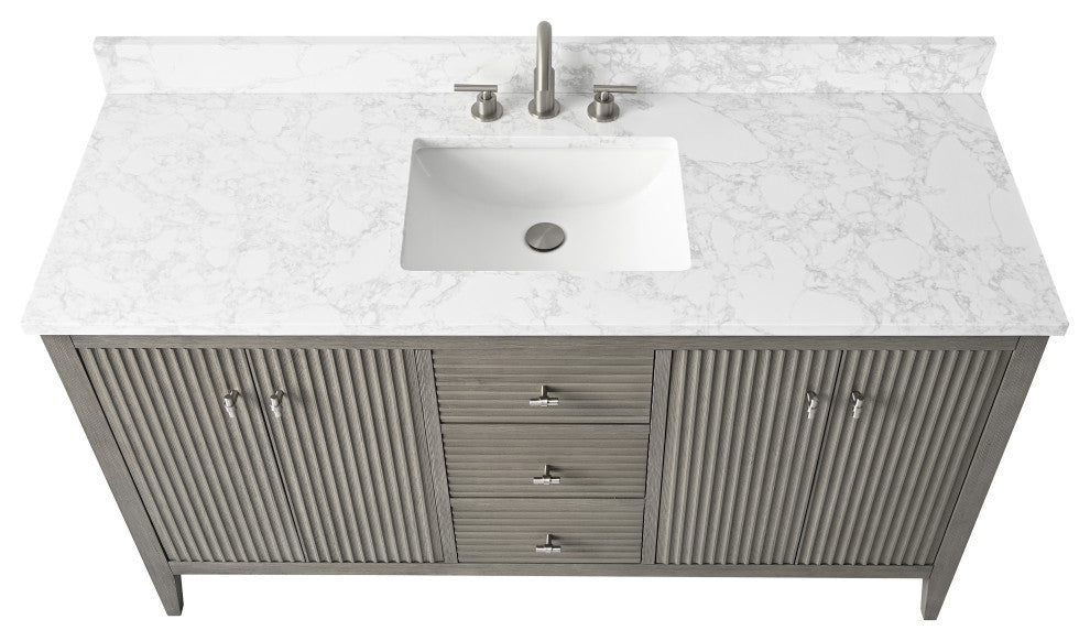 Vanity Art Freestanding Vanity, Driftwood Gray, 60", Single Sink, Brushed Nickel