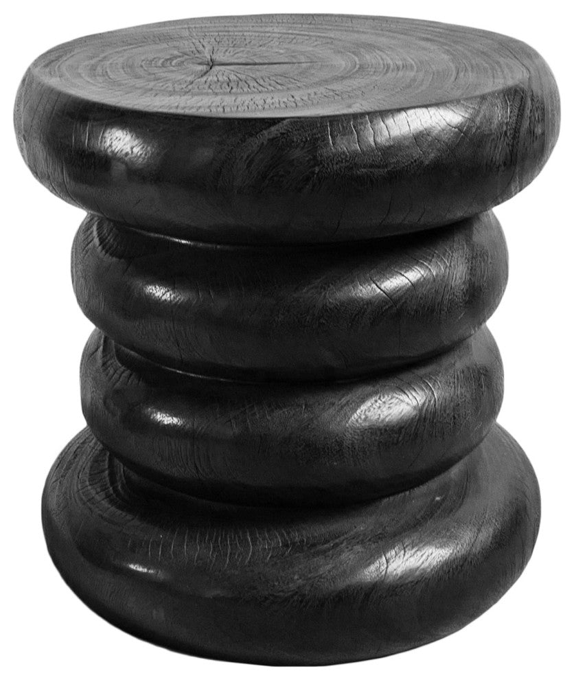 Black Stacked Ring Stool Table
