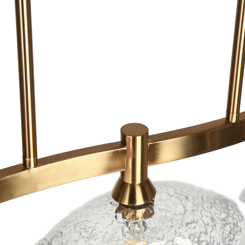 LNC Evangeline 5-Light 44.5" Modern Linear Glass Kitchen Island Light, Brass