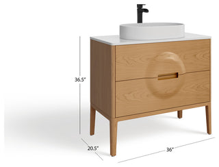 The Ethel Bathroom Vanity, Oak, 36", Single Sink, Freestanding