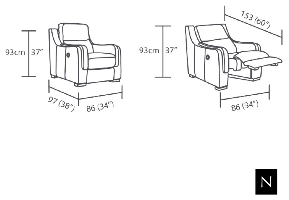Hanna Geniune Leather Power Recliner, Snow