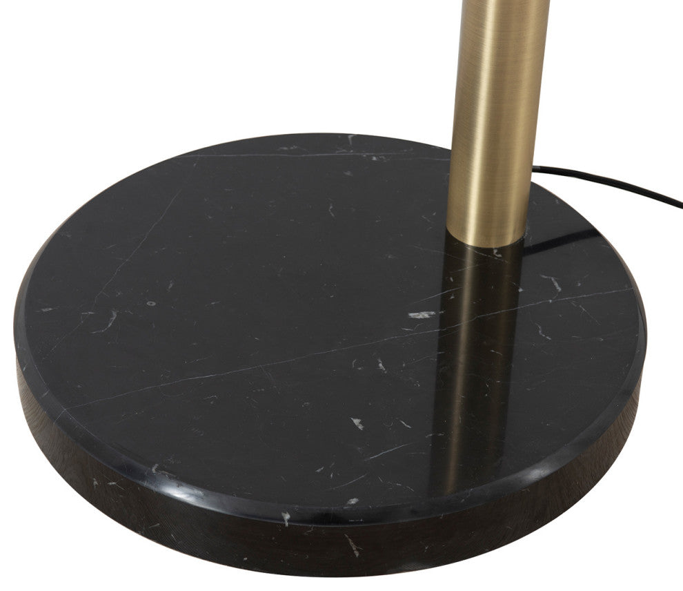 Rancho Mirage Light Arc Floor Lamp -Matte Black & Gold Leaf Shade, Dimmer Switch