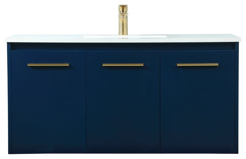 Phoebe Single Bathroom Vanity, Blue, 40", Without Backsplash