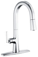 Saint Lazare Single Handle Pull Down Kitchen Faucet in Matte Black, Chrome
