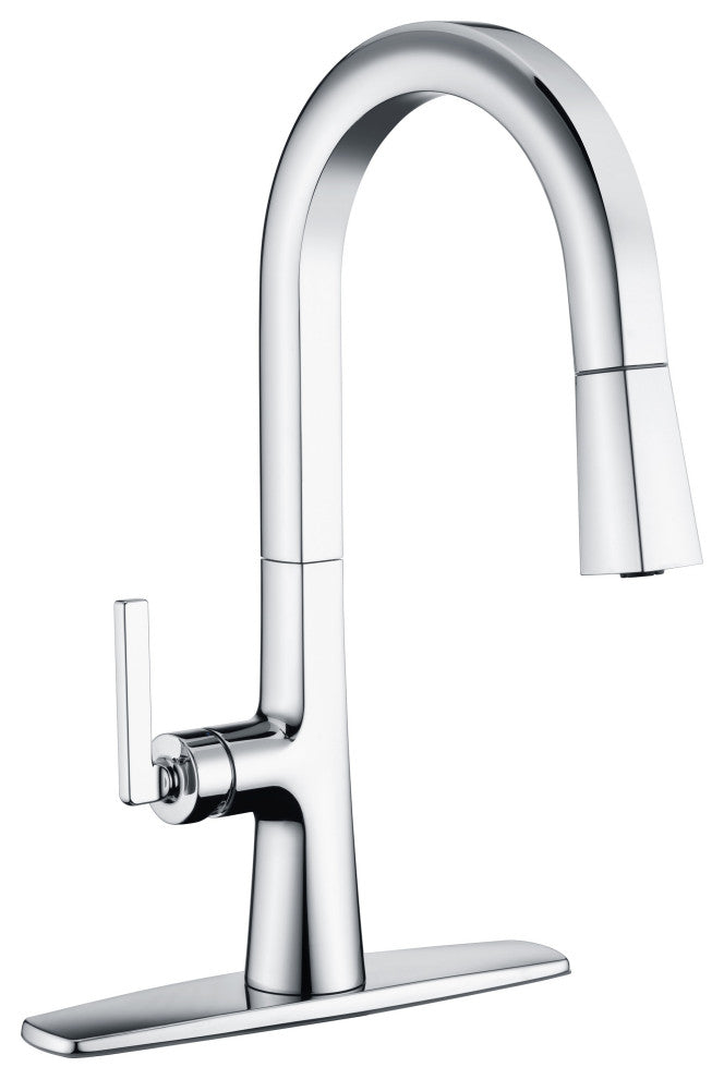 Saint Lazare Single Handle Pull Down Kitchen Faucet in Matte Black, Chrome