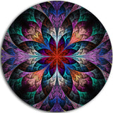 Multi Color Fractal Flower Pattern, Floral Disc Metal Artwork, 36"