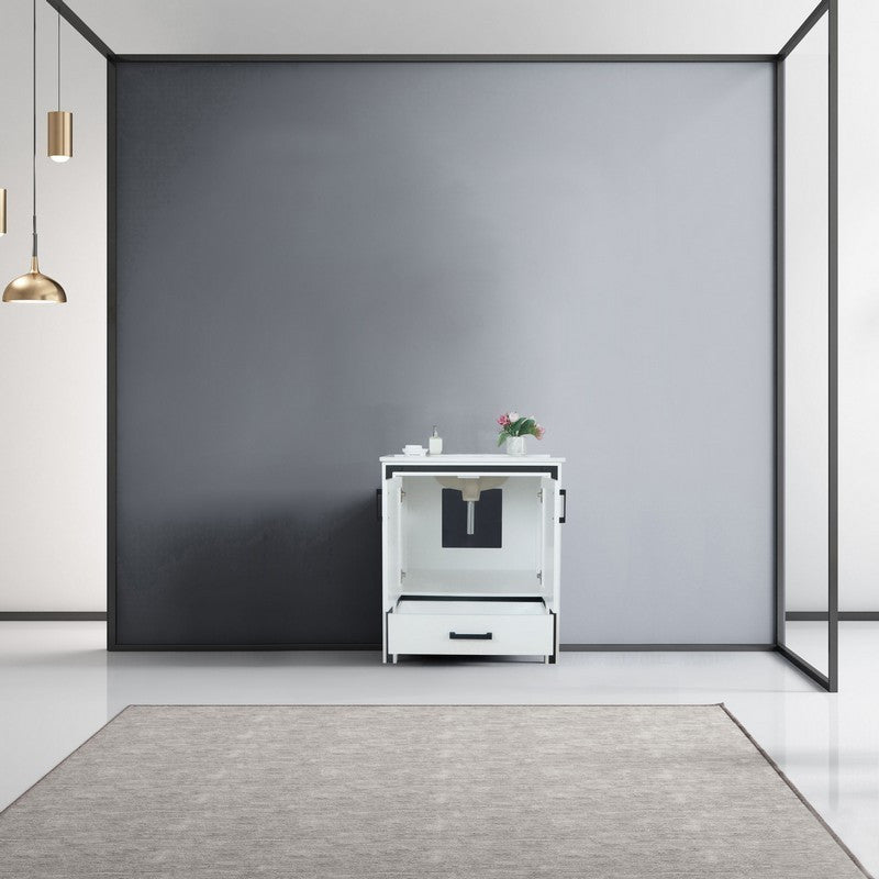 Ziva White 30" Single Vanity, Cultured Marble Top, White Square Sink