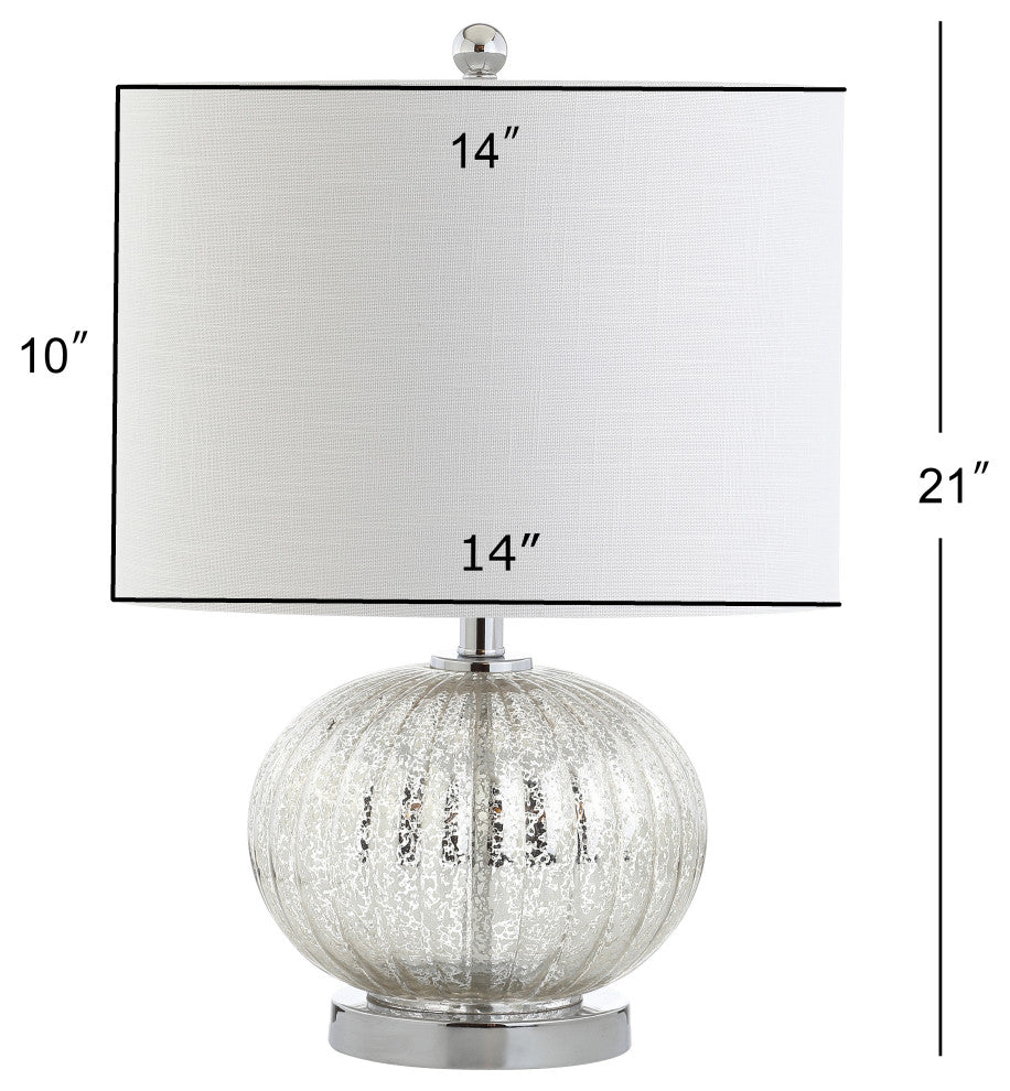 Judith 21" Mercury Glass LED Table Lamp, Silver, Ivory