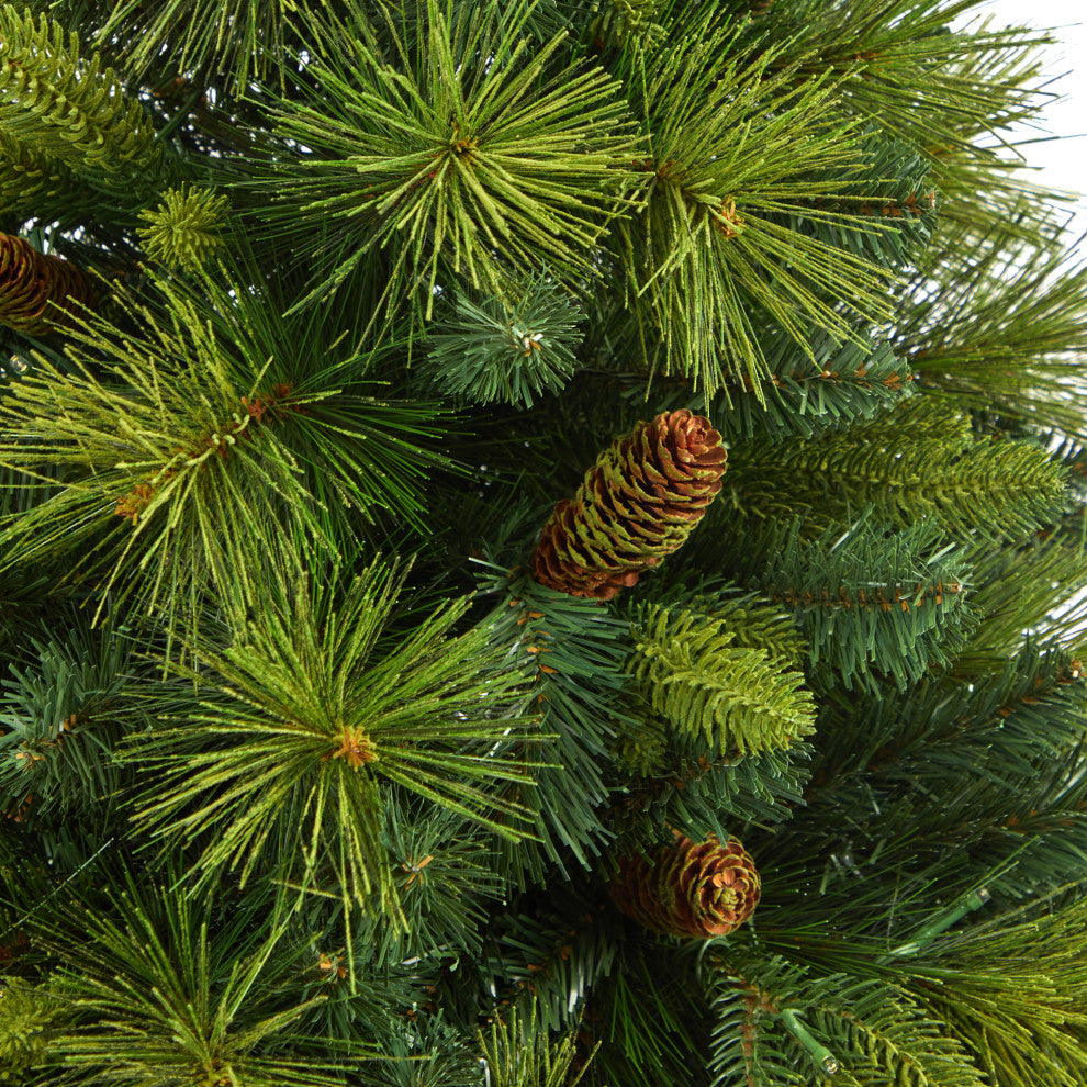 52" North Carolina Pine Faux Xmas Tree W/Lights, Bendable Branches & Pinecones