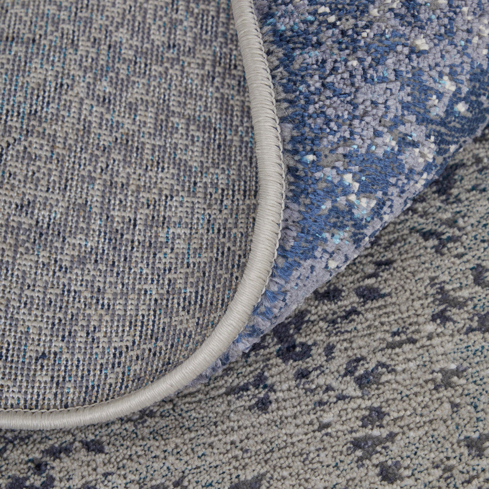 Oria Industrial Abstract Area Rug, Ivory/Blue, 8'x10'