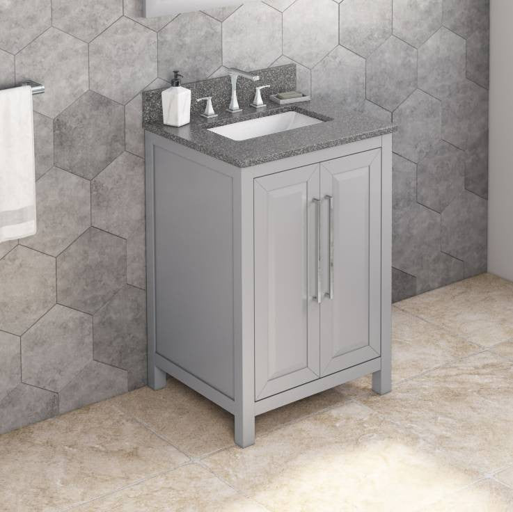 Cade Transitional 24" Grey Bathroom Vanity, Boulder Cultured Marble Vanity Top