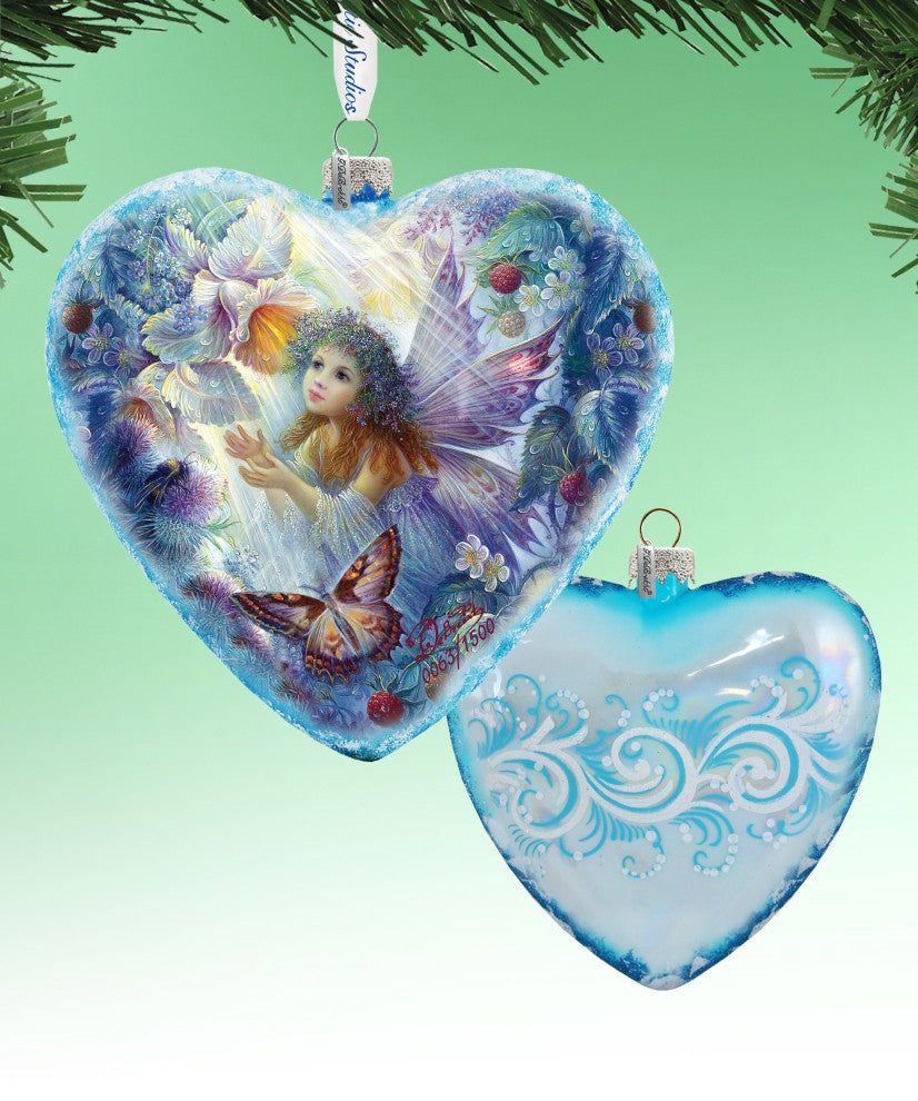 Hand Painted Scenic Glass Ornament Limited Edition Flower Fairy