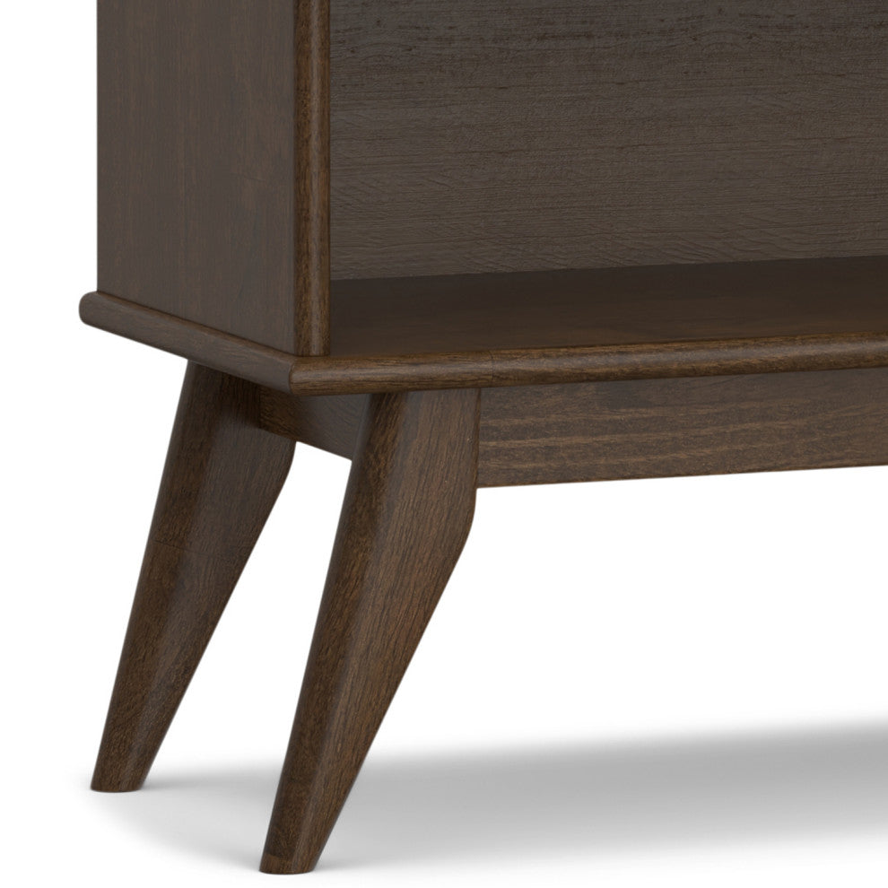 Draper SOLID HARDWOOD Mid Century Low Bookcase, Walnut Brown