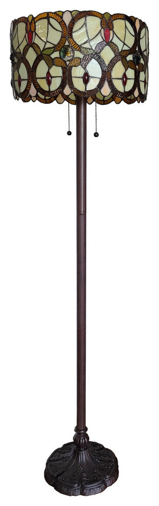 Tiffany Style 2 Light Drum Floor Lamp 63" Tall