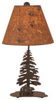 Burnt Sienna Iron Nature Scene Table Lamp With Single Tree and Bear