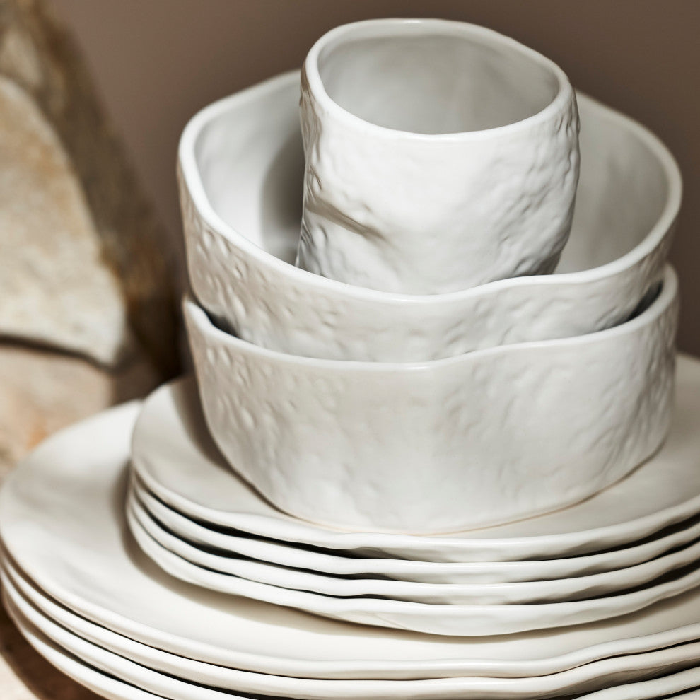Stone by Mercer Project ATIK Stoneware 32 Piece Dinnerware Set, White