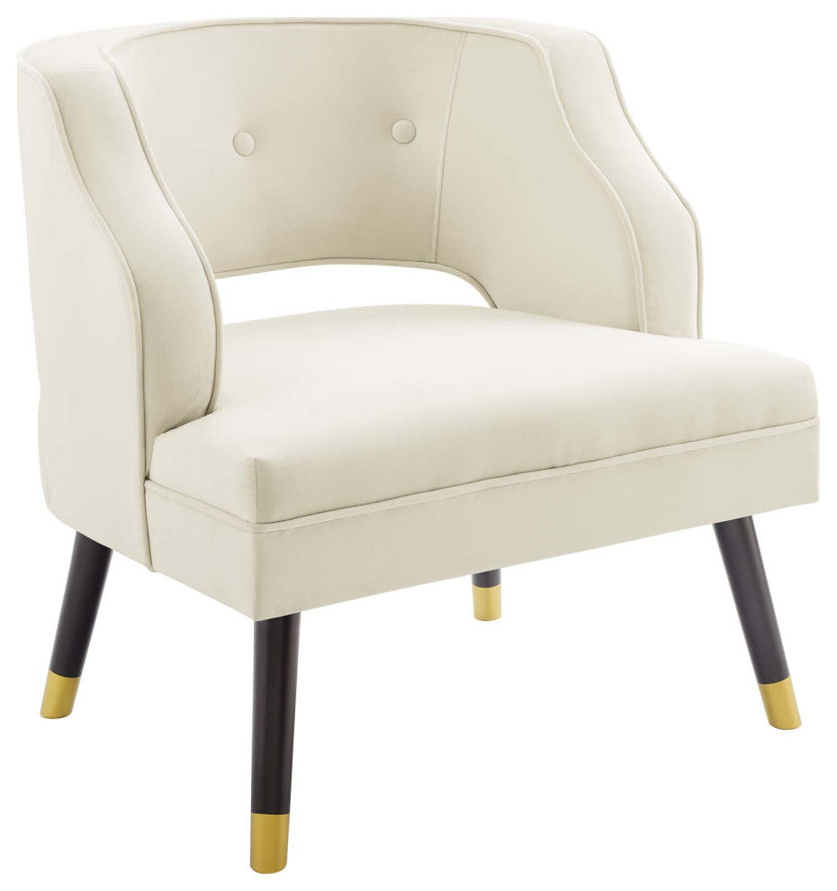 Traipse Button Tufted Open Back Performance Velvet Armchair