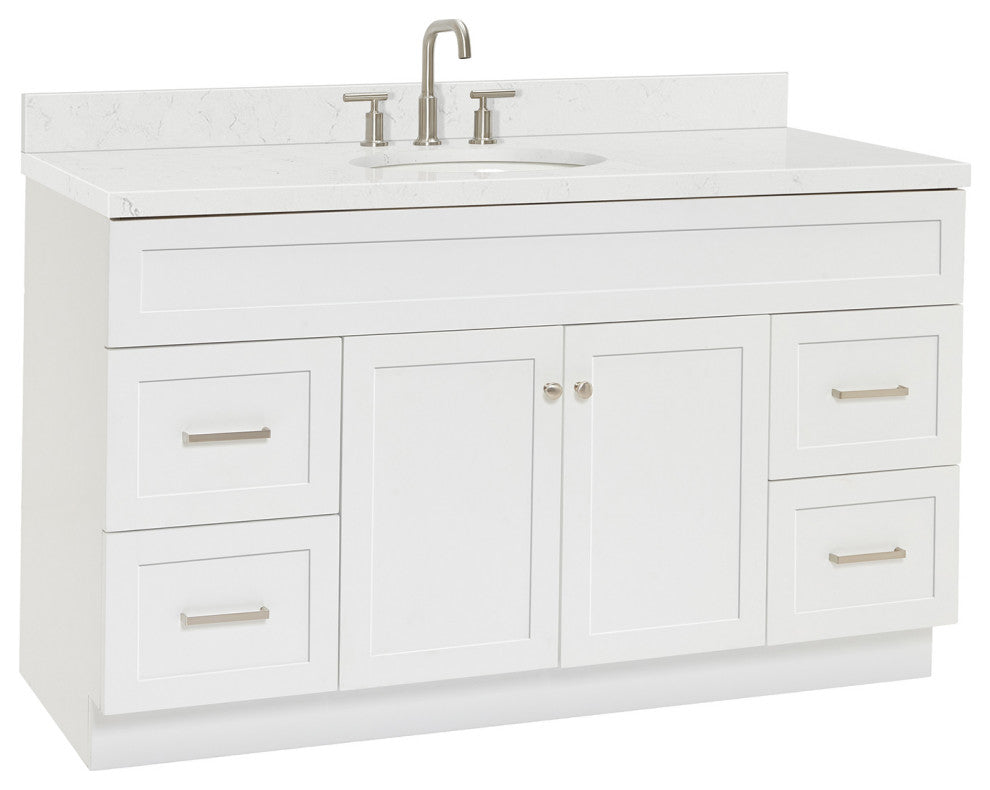 Ariel Hamlet 60" Single Oval Sink Bathroom Vanity, Carrara Quartz