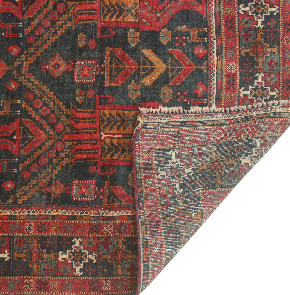 Fine Vintage Distressed Rohmal Charcoal/Red Runner, 4'0x7'8