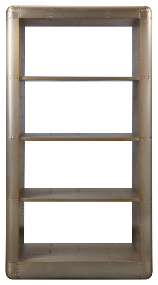 20" X 39" X 75" Gold Aluminum Engineered Wood Bookcase