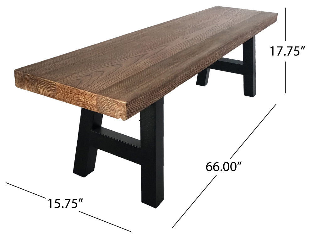 GDF Studio Edward Outdoor Light Weight Concrete Dining Bench, Natural Oak
