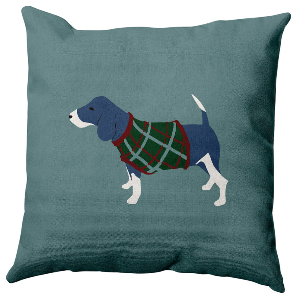 Warmest Wishes Doggie Decorative Throw Pillow, Gray, 18"x18"