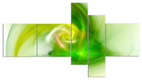 Bright Green Fractal Illustration, Abstract Canvas Wall Art, 60"x32", 5 panels