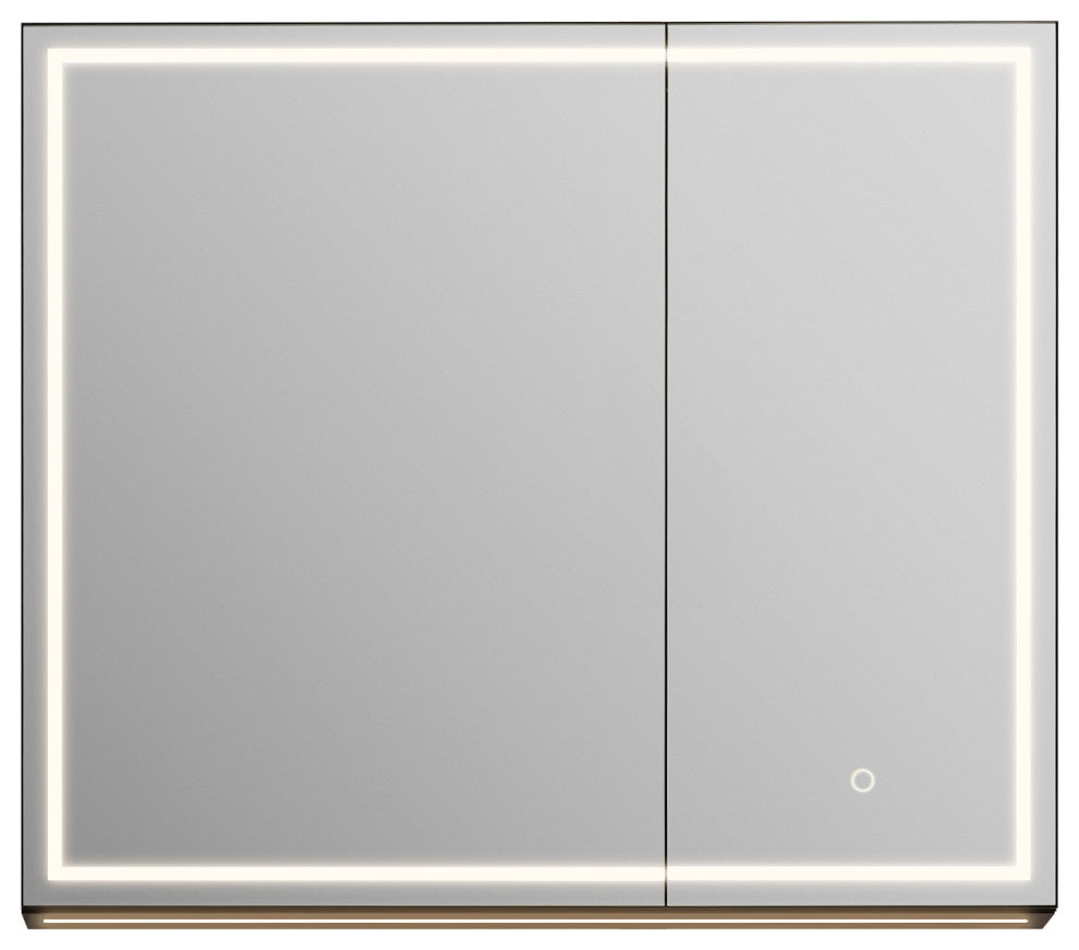 Hesili Frameless Surface-Mount LED Lighted Bathroom Medicine Cabinet, 32"