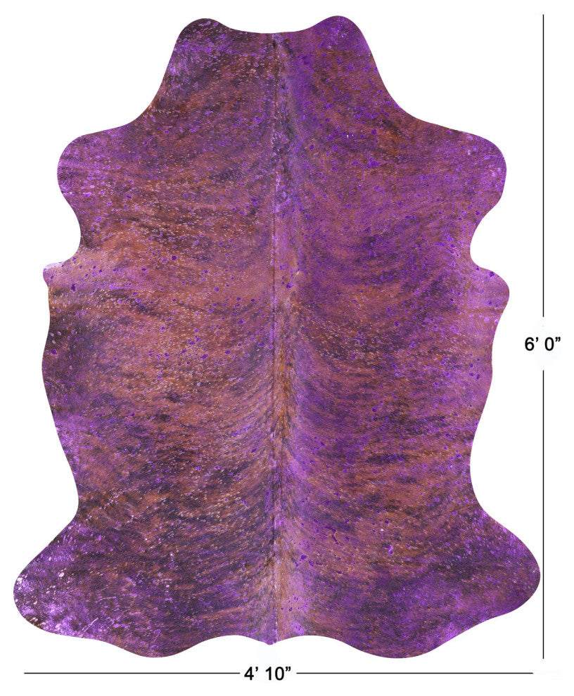 6' 0" X 4' 10" Purple Metallic Cowhide Rug C2150