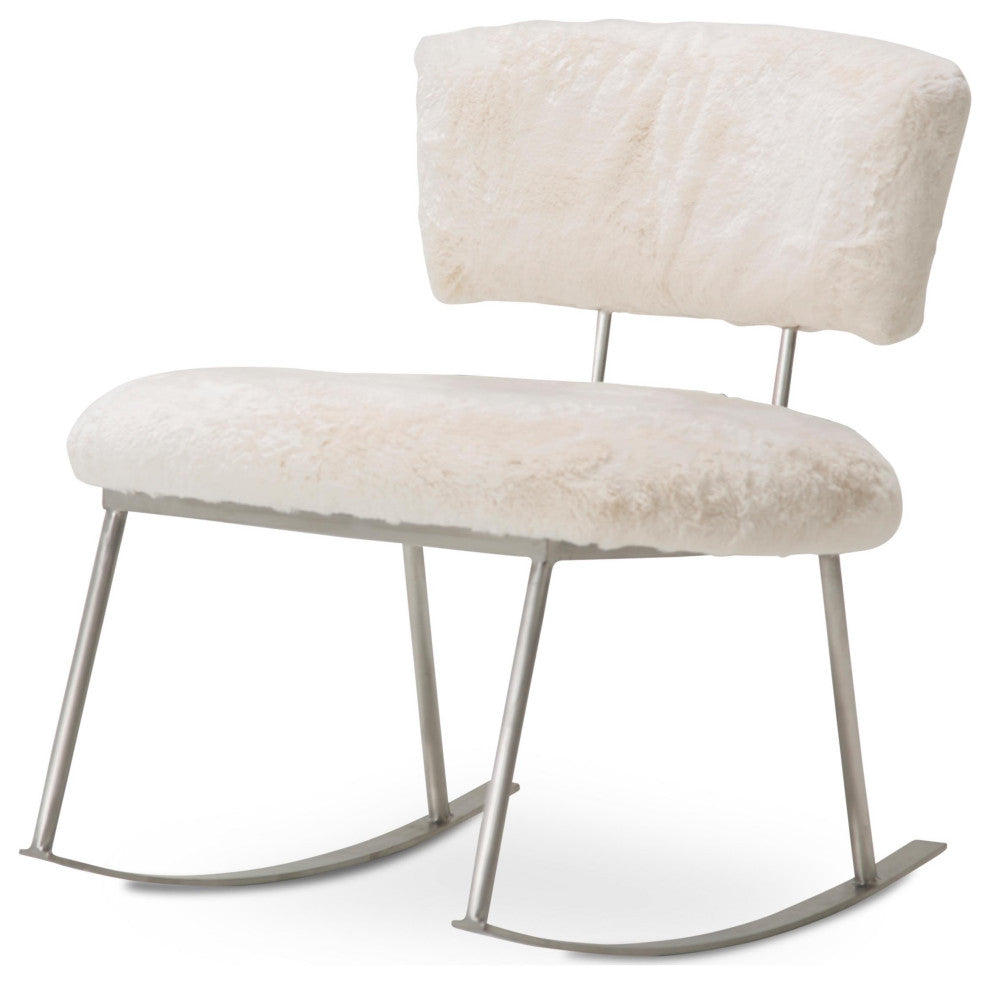 Pebble Beach Rocker Chair, Powder and Brushed Silver