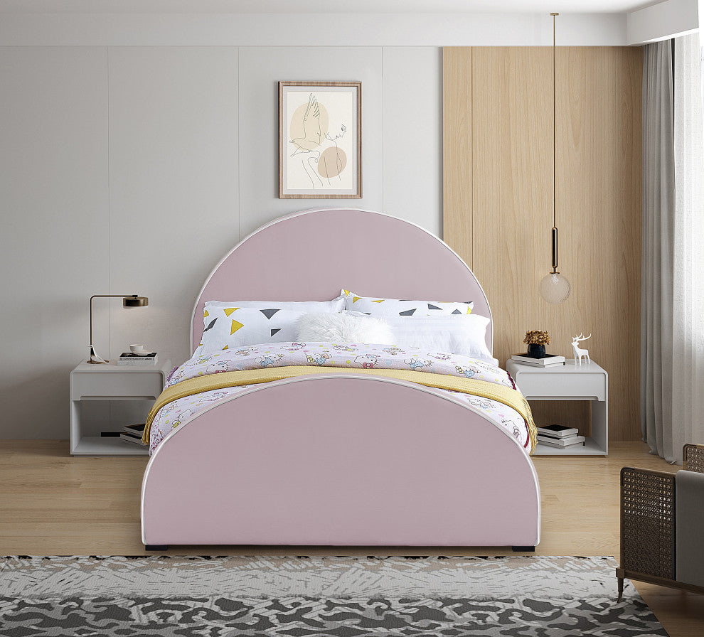 Brody Velvet Upholstered Bed, Pink, Queen