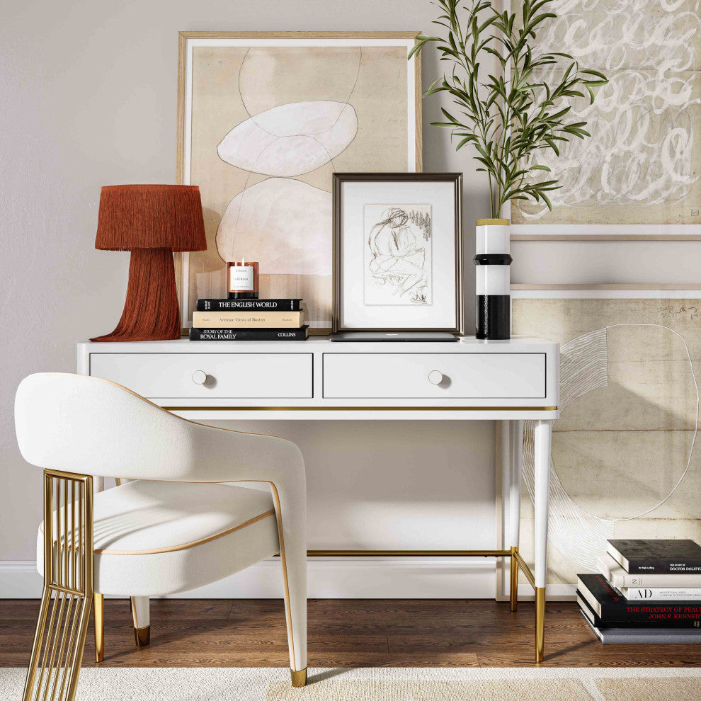 Mariah 2 Drawer Off-White Desk - Off-White