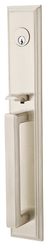 Emtek Melrose Entry Handle Set, Right Handed Milano Lever, Satin Nickel Finish