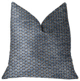 Teal Abyss Blue and Gold Luxury Throw Pillow, 12"x20"
