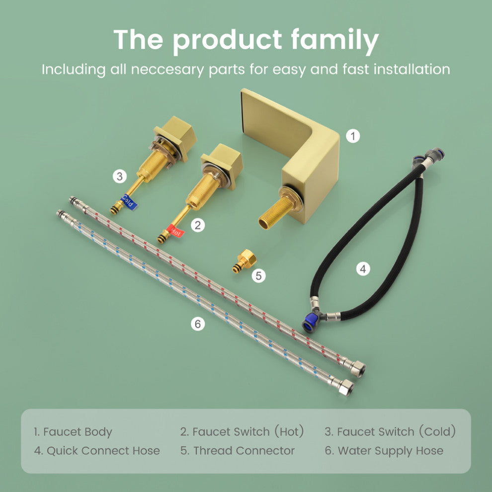 2-Handle Deck-Mount Roman Tub Faucet, Brushed Gold
