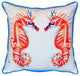 Betsy Drake Coral Sea Horse Extra Large 22 X 22 Indoor / Outdoor White Pillow