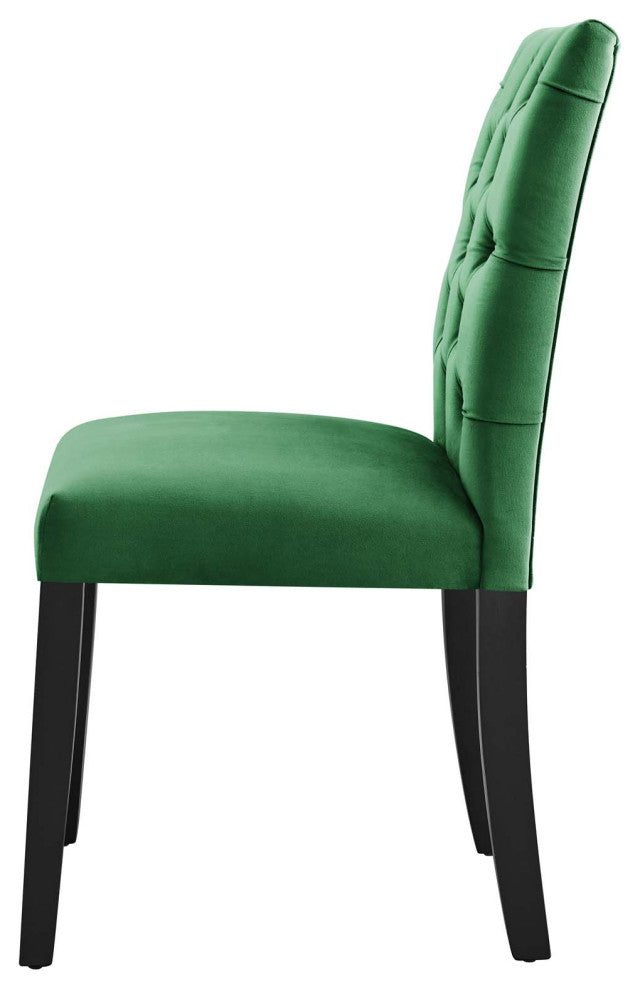 Side Dining Chair, Set of 2, Green, Velvet, Modern, Cafe Bistro Hospitality