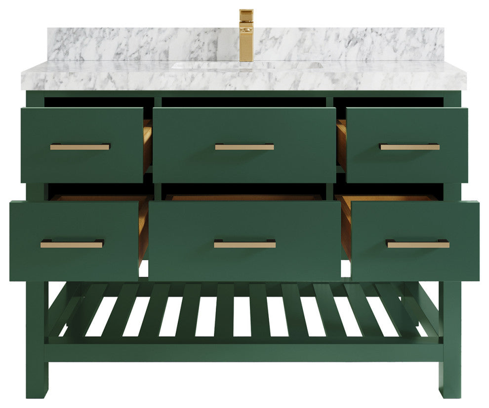 Parker 48 Single Sink Bath Vanity in Lafayette Green  2" Carrara Marble