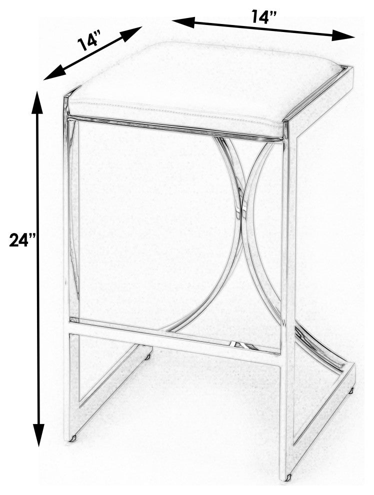 Natalya 24" Counter Stool, Black Leather