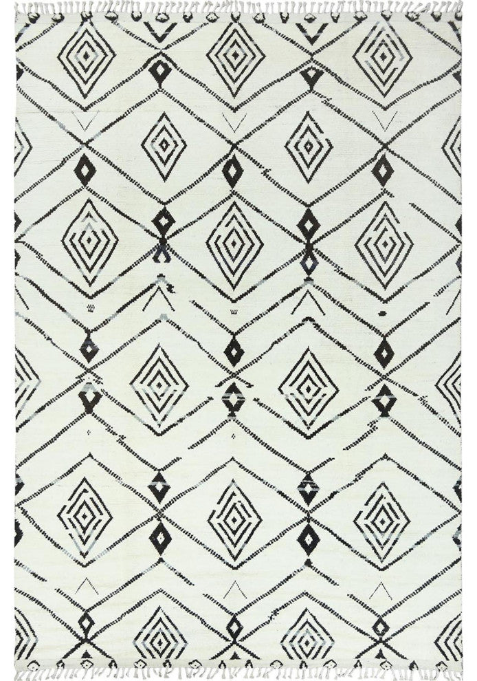 Ivory Moroccan Berber Influence Design Wool Hand Knotted Oriental Rug 10'x14'4"
